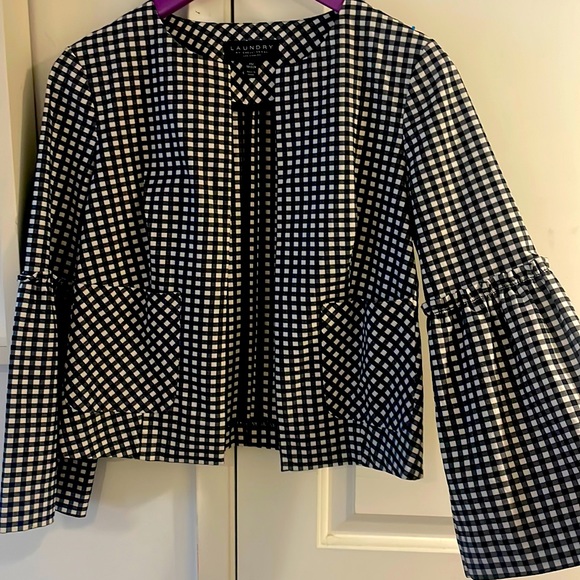 Laundry by Shelli Segal gingham blazer jacket with bell sleeves. - Picture 1 of 3